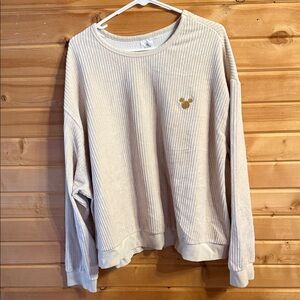 Disney Cream Ribbed Sweatshirt with Gold Mickey Accent